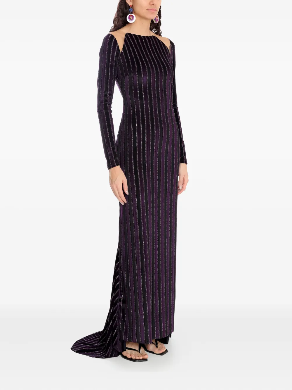 Amir Slama x Astrid gestreepte maxi-jurk - Paars