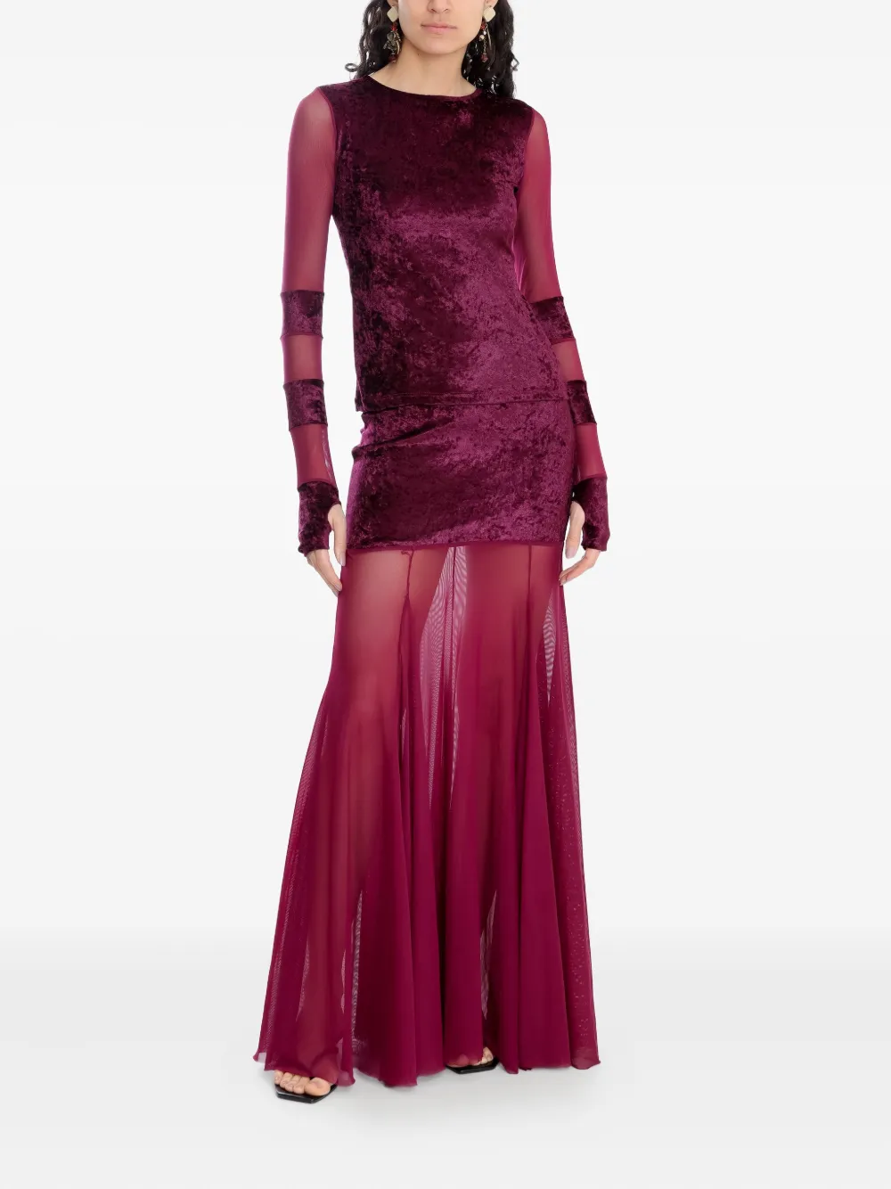 Amir Slama x Astrid maxi-rok met vlakken - Rood