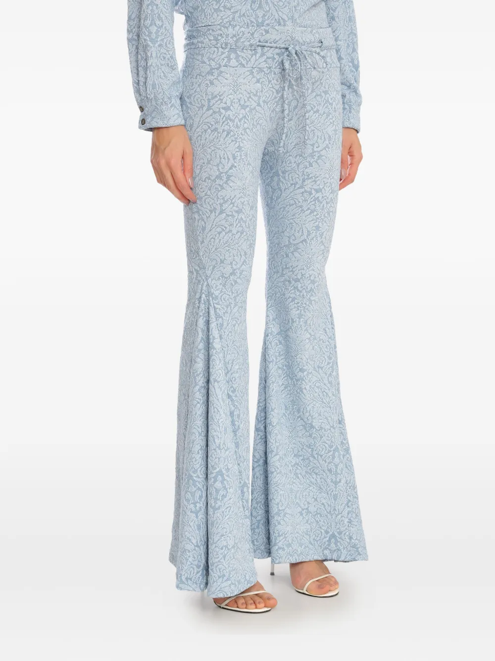 Amir Slama X Astrid Floral-jacquard Drawstring Trousers In Blue