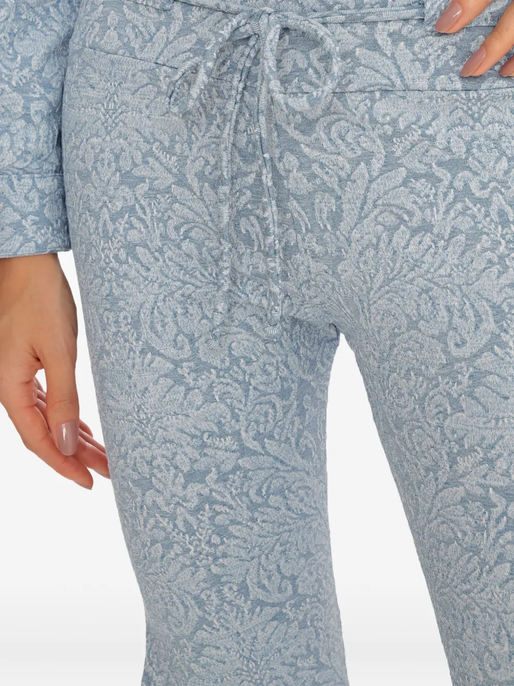 Amir Slama X Astrid Floral-jacquard Drawstring Trousers In Blue