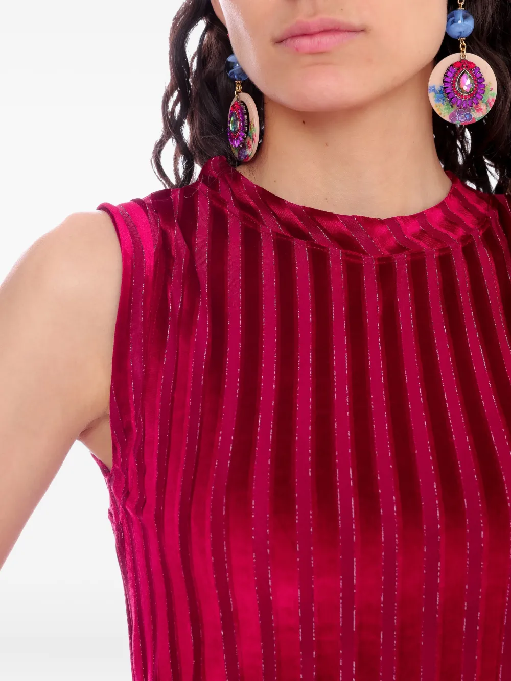 Amir Slama X Astrid Striped Mock-neck Top In Red