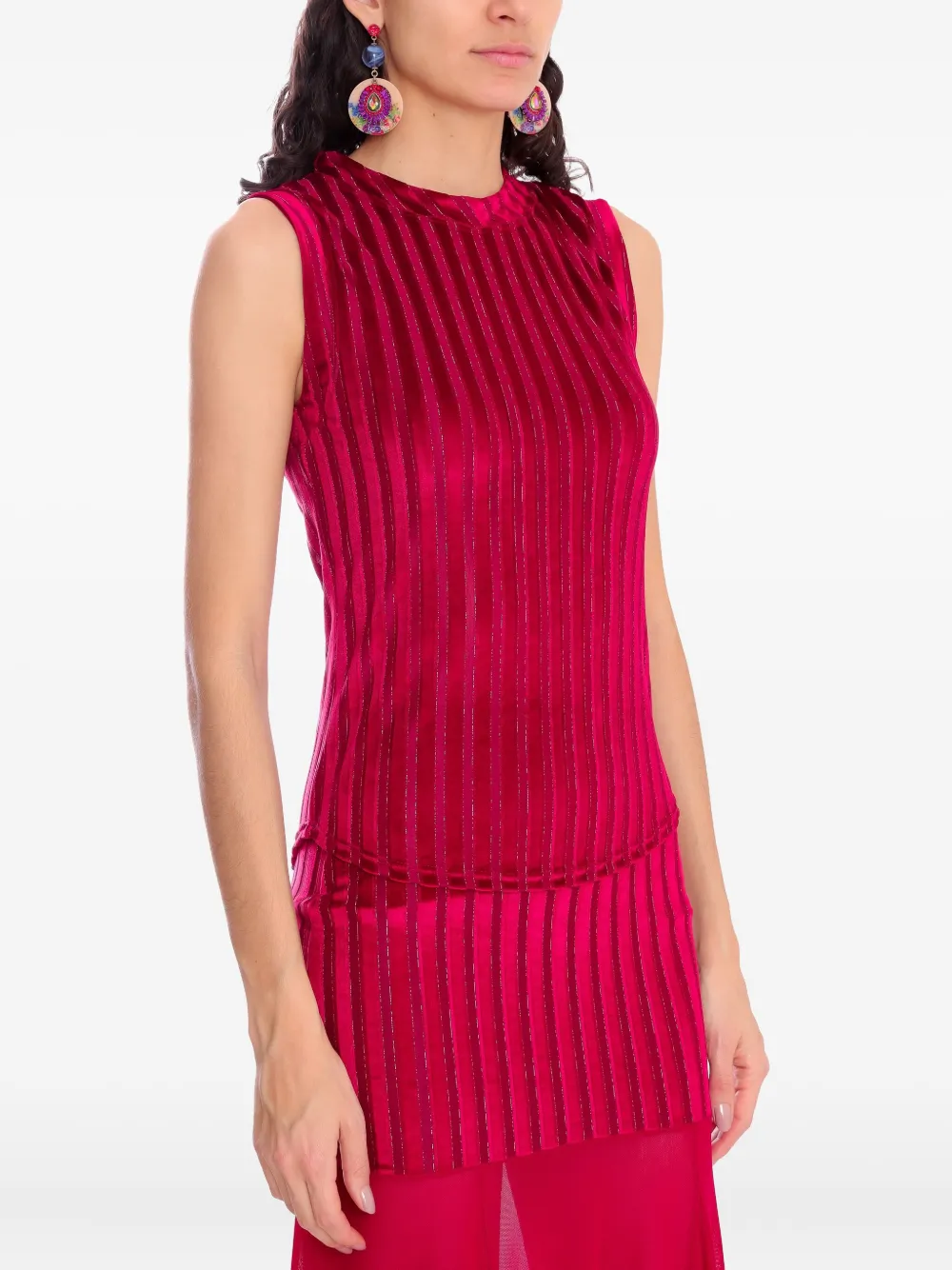 Amir Slama X Astrid Striped Mock-neck Top In Red