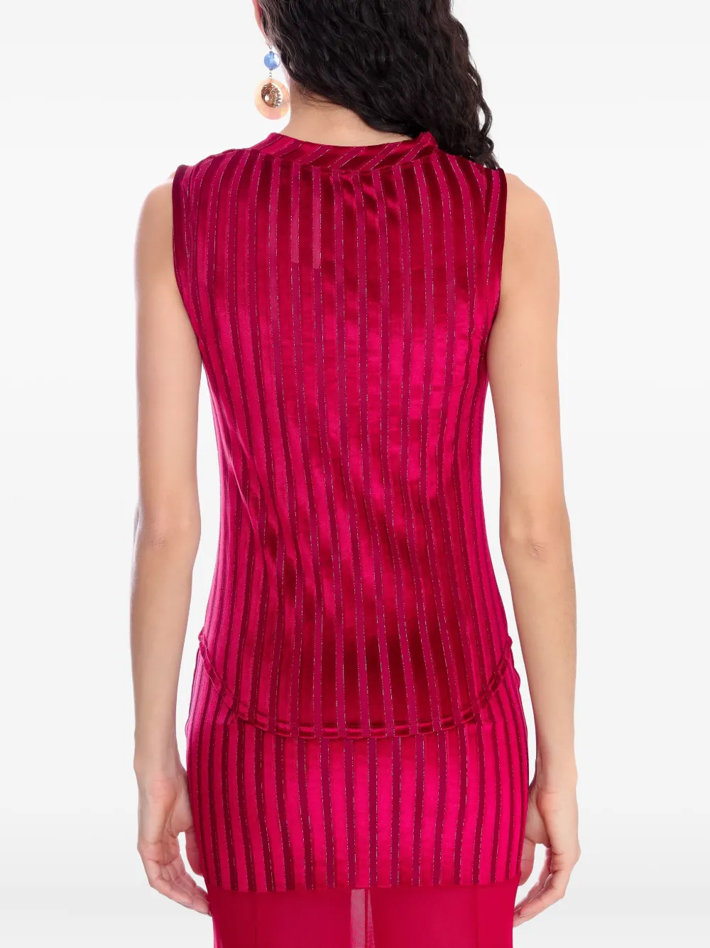 Amir Slama X Astrid Striped Mock-neck Top In Red