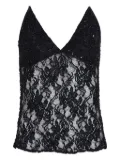 Amir Slama x Astrid lace beaded top - Black