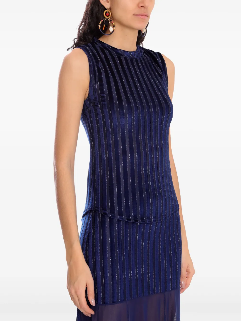 Amir Slama X Astrid Striped Mock-neck Top In Blue