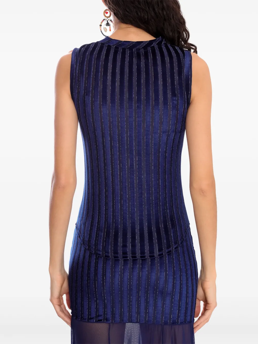 Amir Slama X Astrid Striped Mock-neck Top In Blue