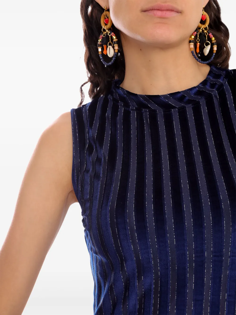 Amir Slama X Astrid Striped Mock-neck Top In Blue