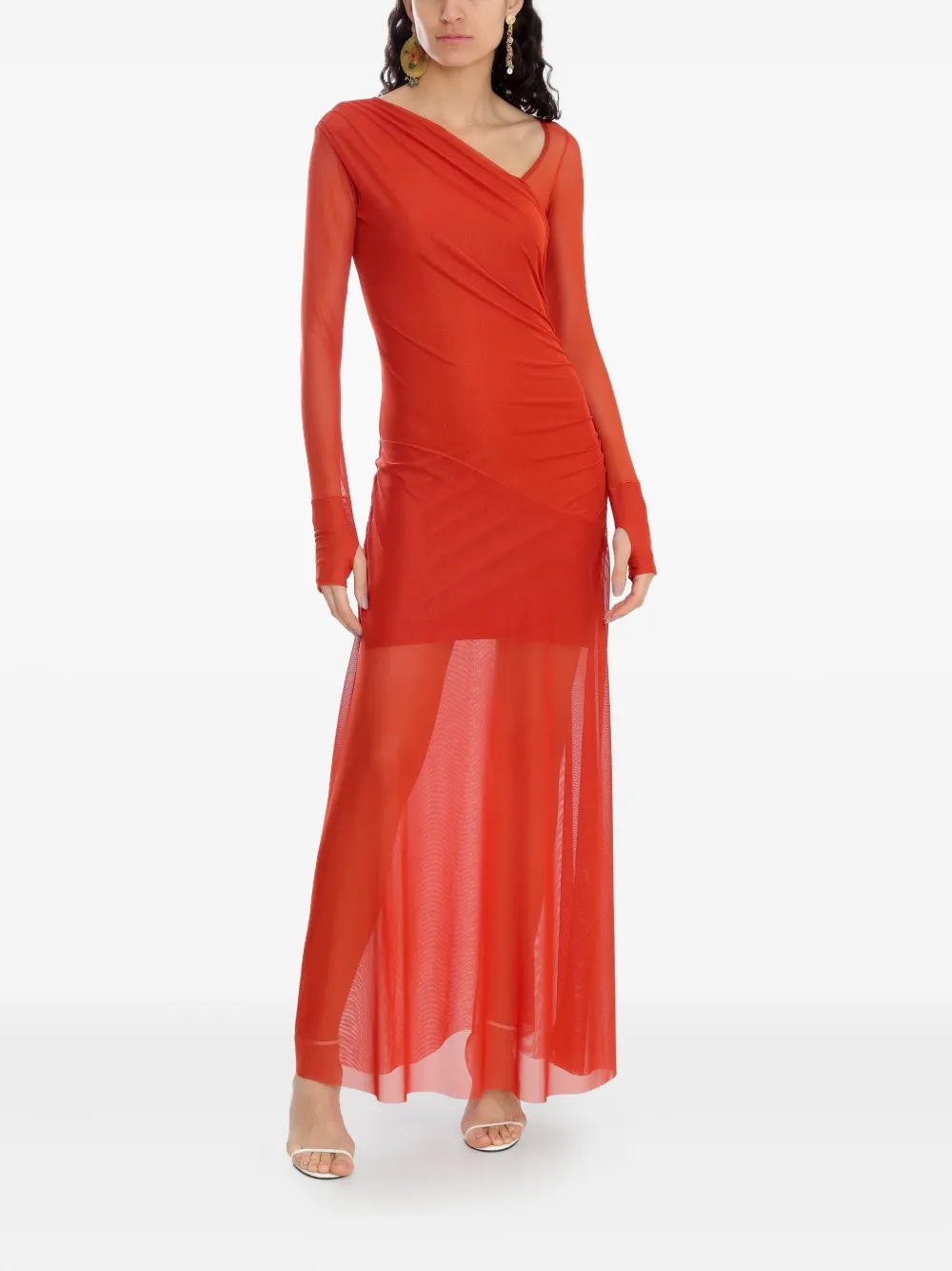 Amir Slama x Astrid maxi-jurk met mesh - Rood
