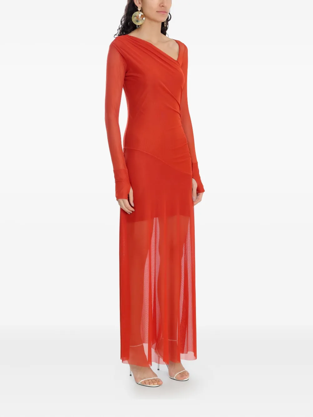 Amir Slama X Astrid Mesh Maxi Dress In Orange