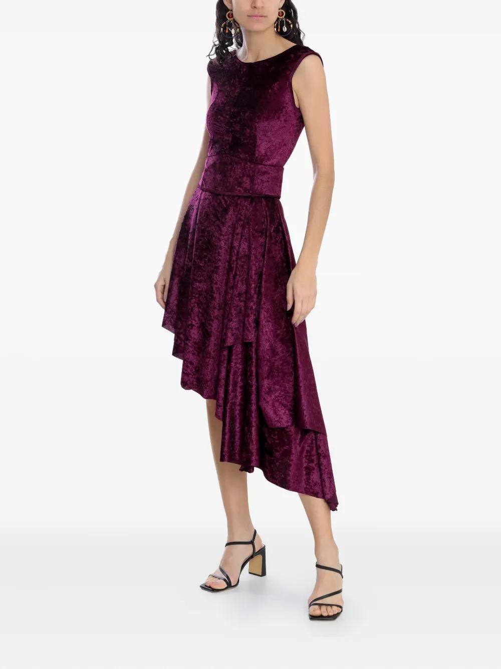 Amir Slama X Astrid Asymmetric Midi Dress In Red