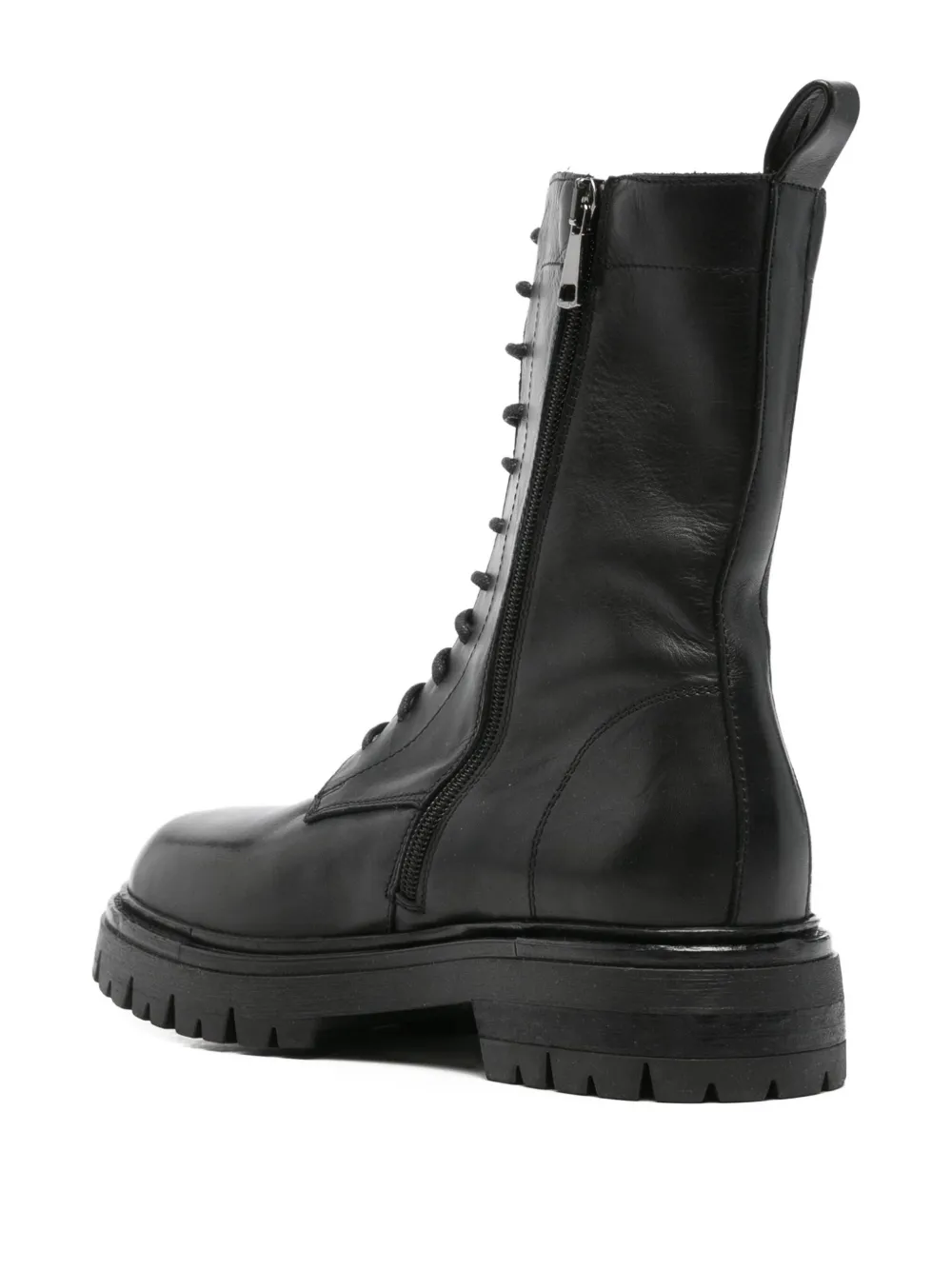 Elena Iachi Lace-up Leather Boots In Black