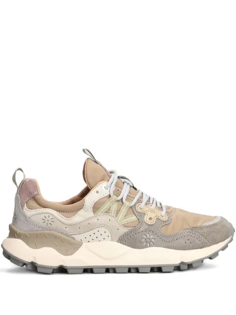 FLOWER MOUNTAIN Floral Appliqué Panelled Trainers