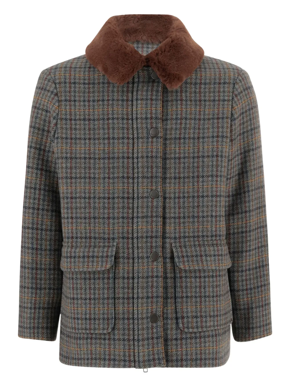 Bonpoint check-pattern coat | Grey | Image 1
