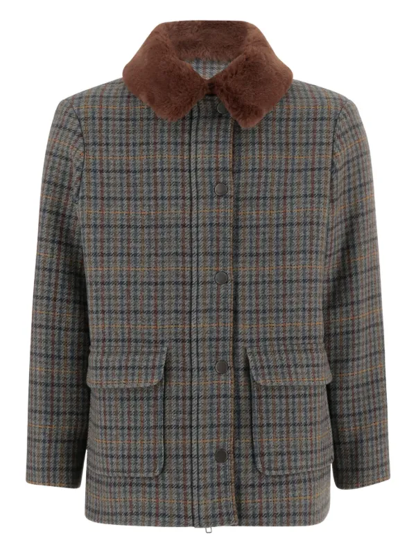 Bonpoint チェック コート | グレー | FARFETCH JP