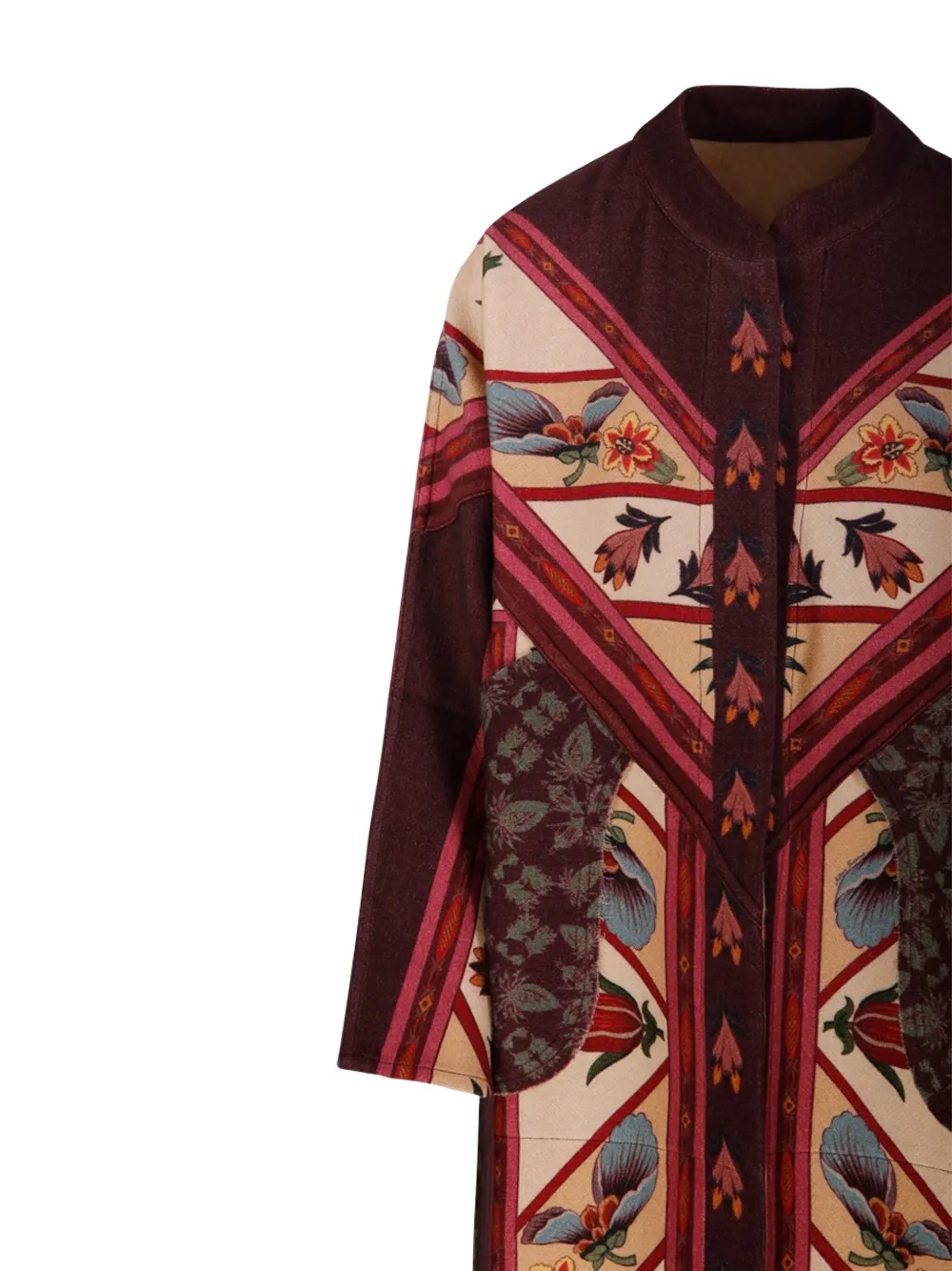 Franco Ferrari Floral-patchwork Coat In Brown