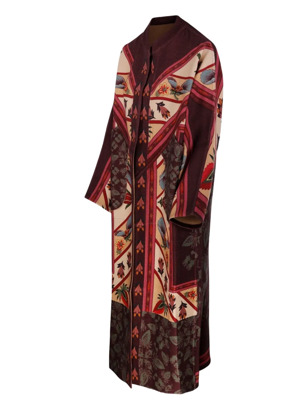 Franco Ferrari Floral-patchwork Coat In Brown