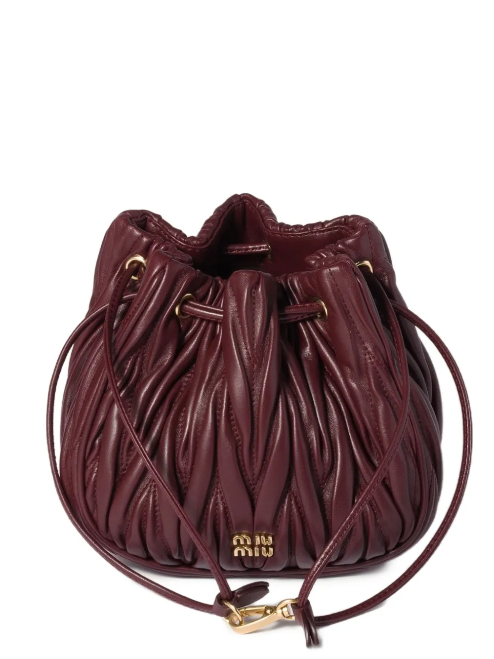 Miu Miu matelassé drawstring clutch bag - F0007 BURGUNDY Miu Miu matelassé drawstring clutch bag - F0007 BURGUNDY
