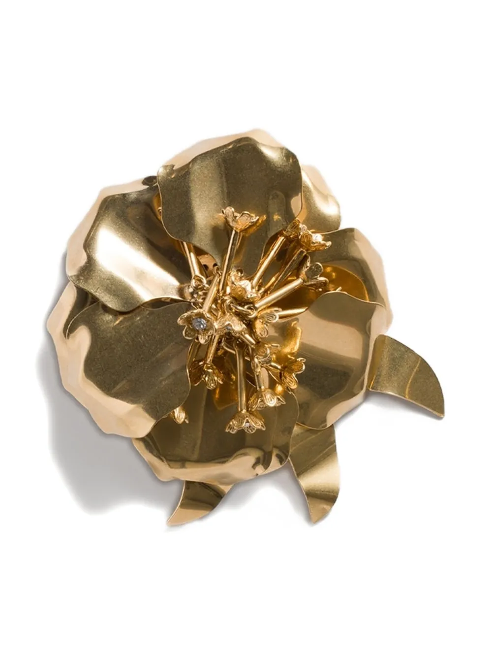 Miu Miu Flower-motif Brooch In Gold