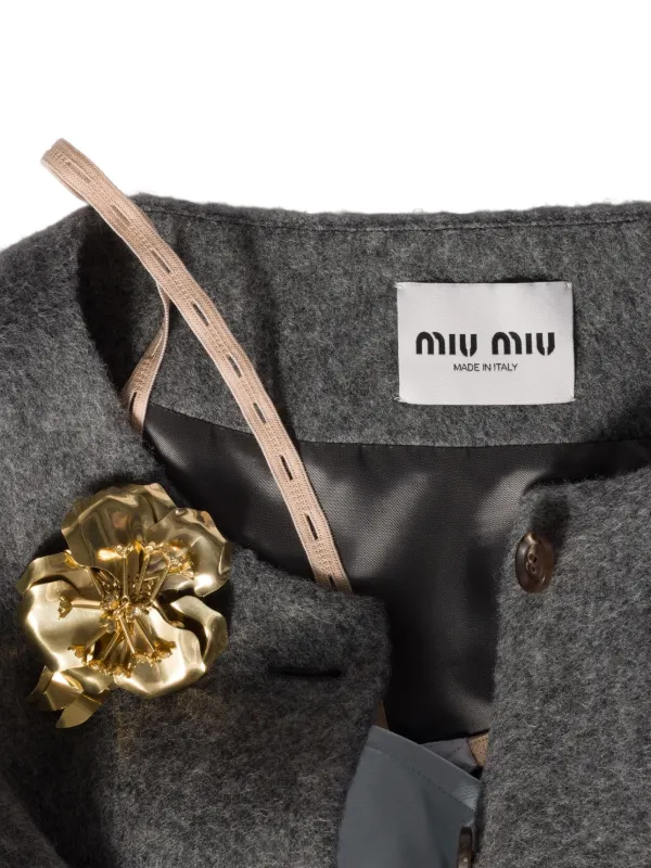 Miu Miu flower-motif Brooch | Gold | FARFETCH