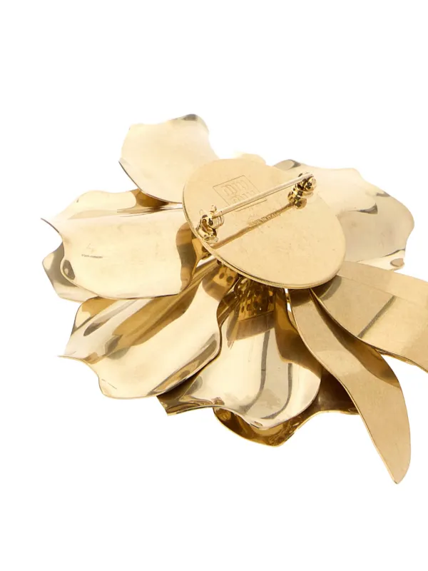 Miu Miu flower-motif Brooch | Gold | FARFETCH