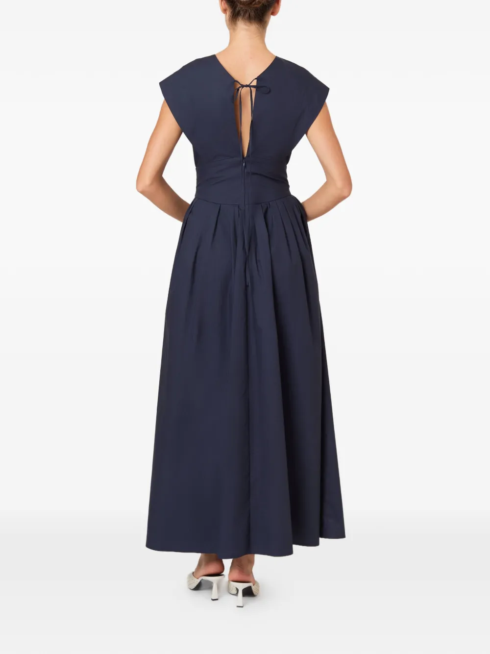 Rosie Assoulin Geplooide midi-jurk met V-hals Blauw
