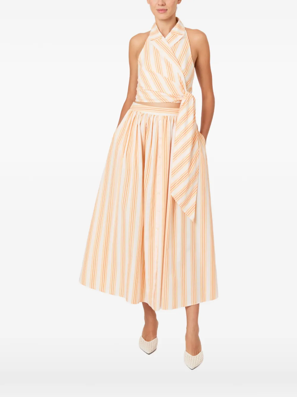 Rosie Assoulin Striped Halter Top In Neutral