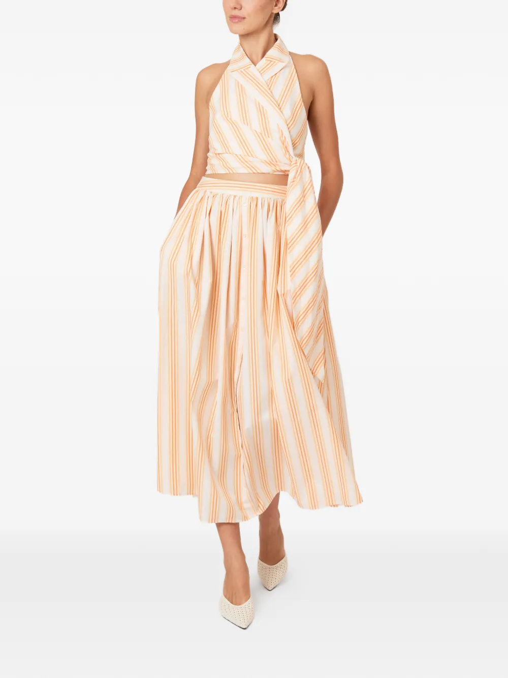 Rosie Assoulin Gestreepte haltertop Beige
