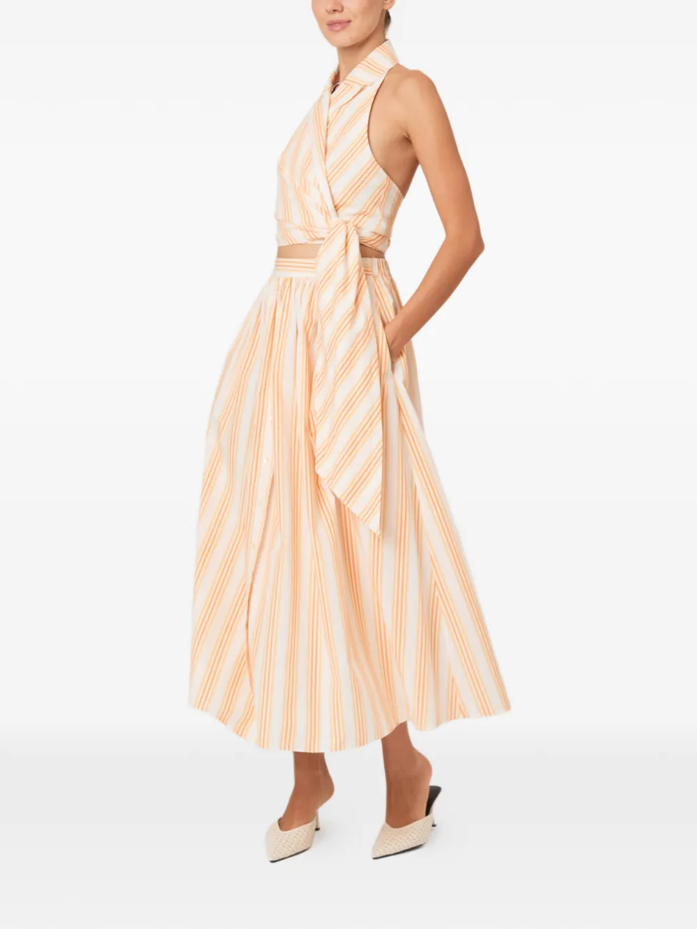 Rosie Assoulin Gestreepte haltertop Beige