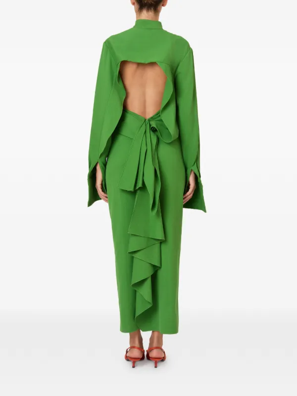 rosie assoulin green dress Rosie Assoulin V-neck Dress With Back Tie Detail