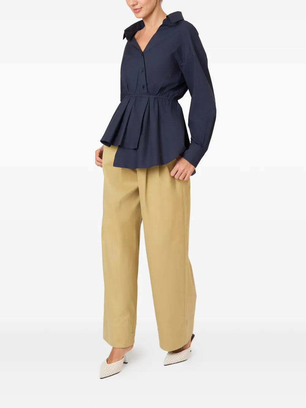 Rosie Assoulin Blouse met kraag en plooien Blauw