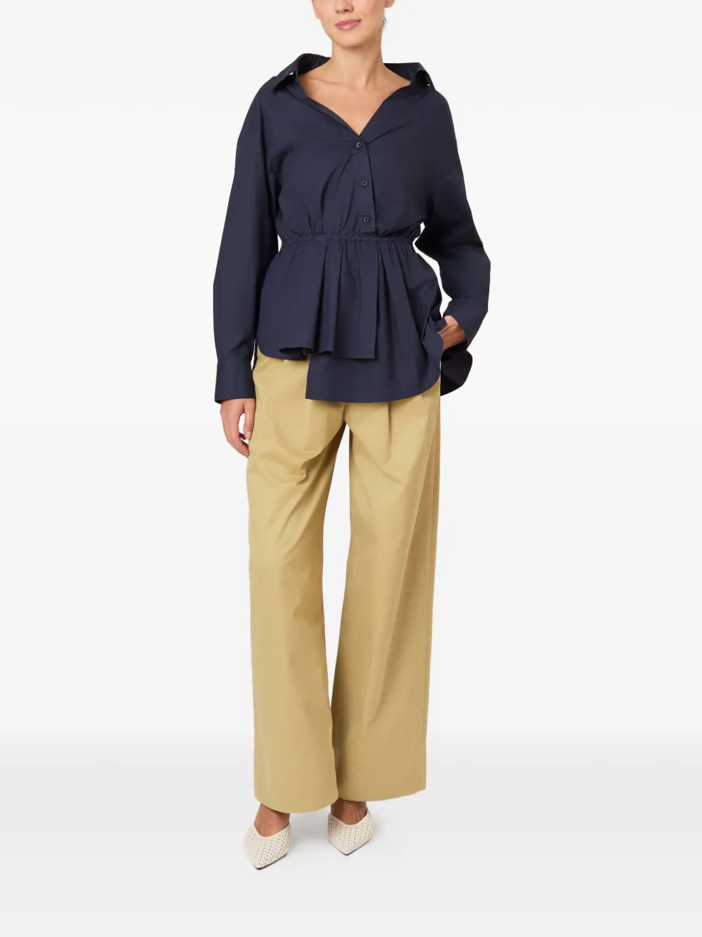 Rosie Assoulin Blouse met kraag en plooien Blauw