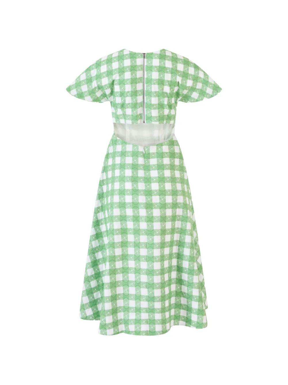 Rosie Assoulin Picknic midi-jurk met borduurwerk en gingham-ruit Groen