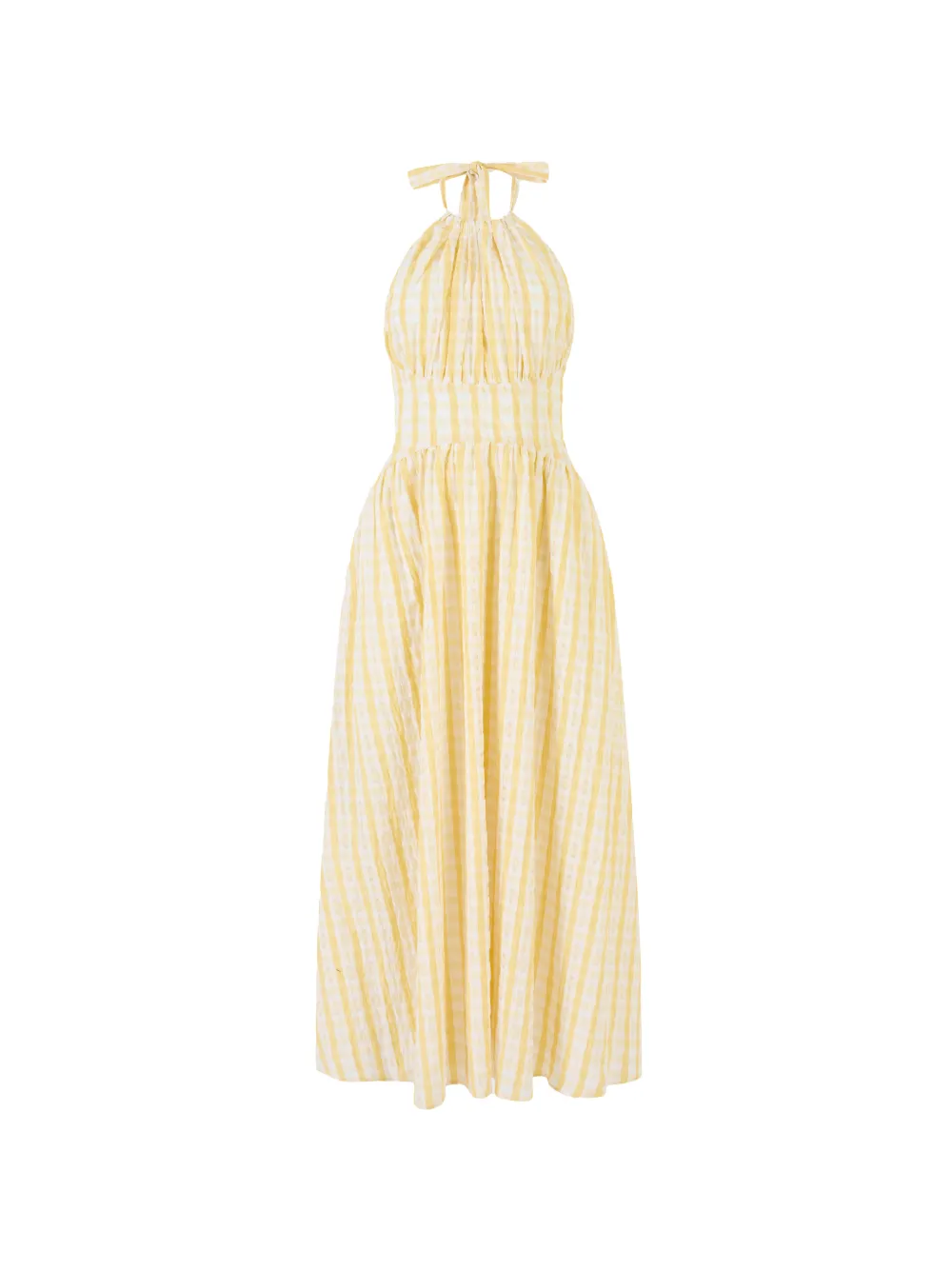 Rosie Assoulin halter check midi dress - Giallo