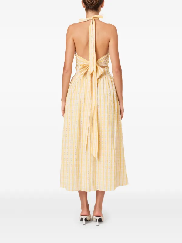 Rosie Assoulin Halterneck Check Midi Dress - Yellow