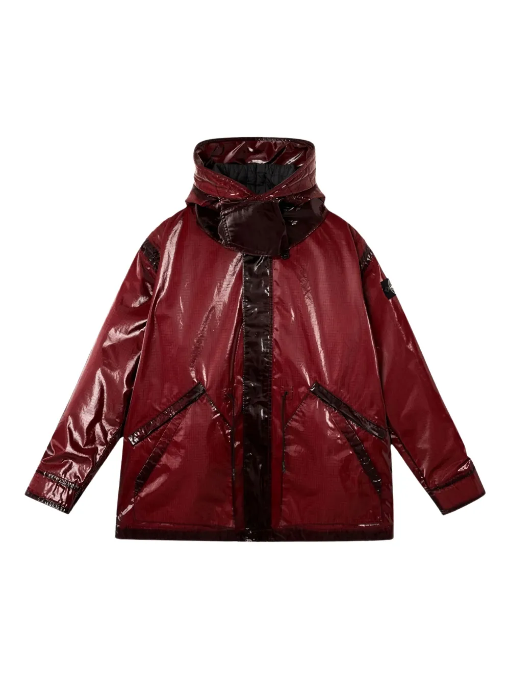 Stone Island prismatic-effect hooded coat - レッド Stone Island prismatic-effect hooded coat - レッド