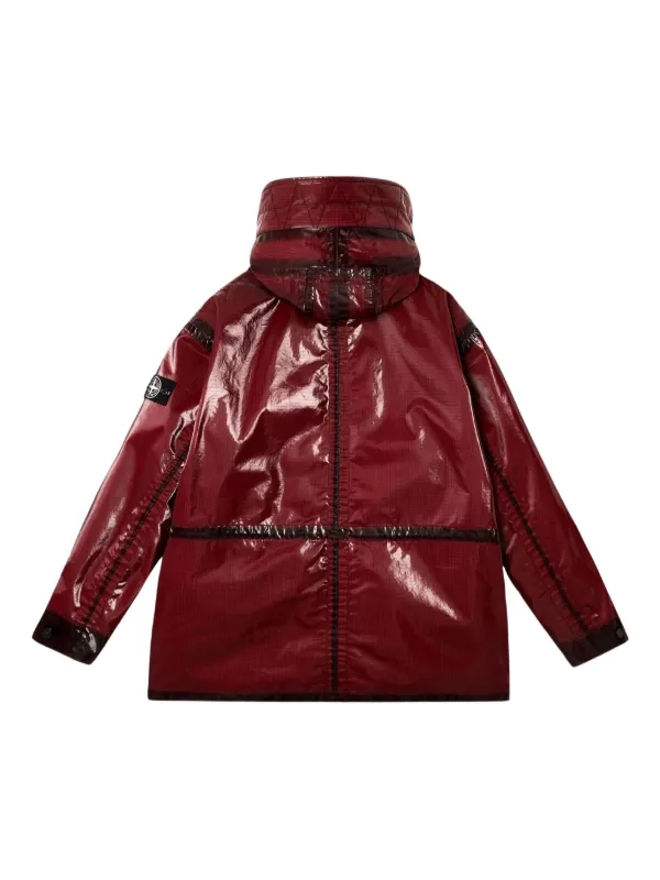 Stone Island prismatic-effect Hooded Coat | Red | FARFETCH UZ
