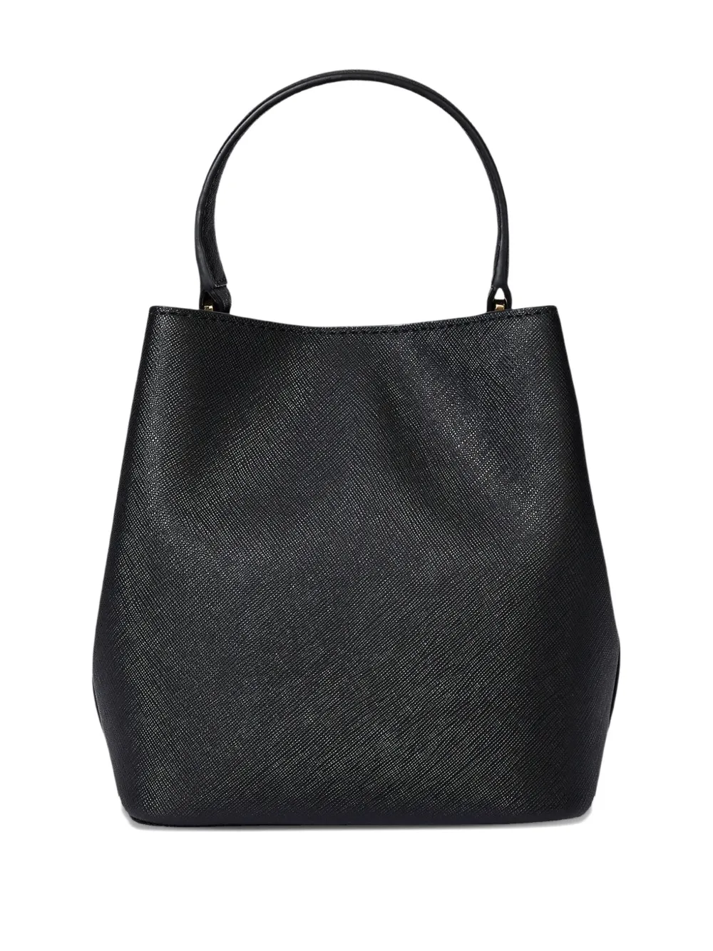Ralph Lauren Small Crosshatch Reese Black Leather Bucket Bag Si In Black