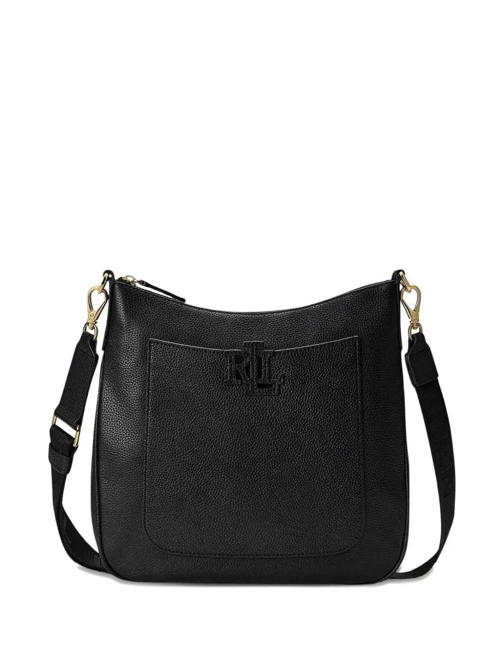 Ralph Lauren Pebbled Leather Large Cameryn Crossbody In Black