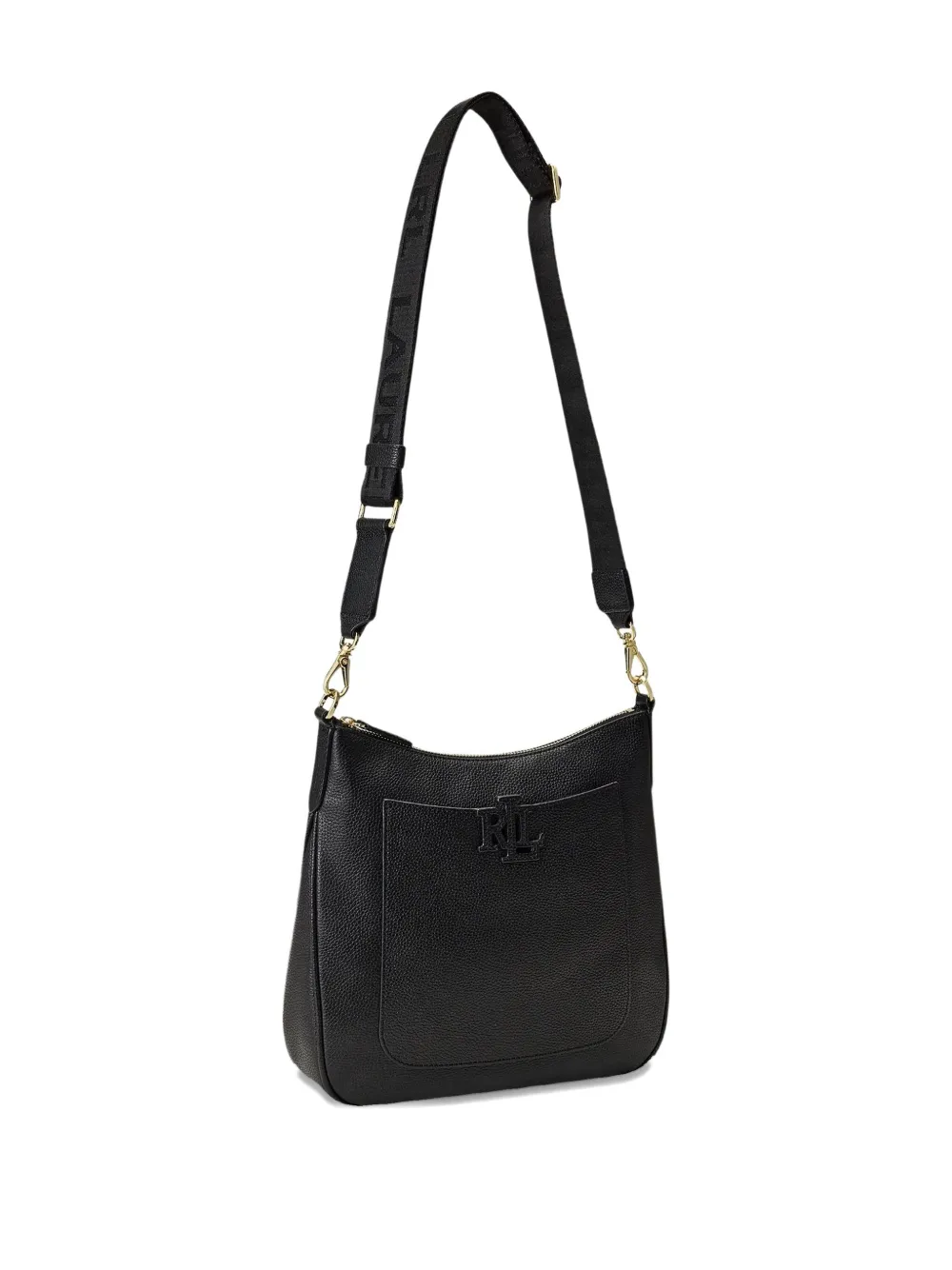 Ralph Lauren Pebbled Leather Large Cameryn Crossbody In Black