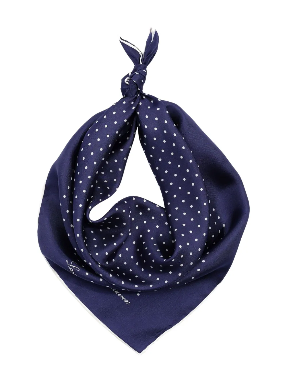 Ralph Lauren Polka-dot Silk Scarf In Blue