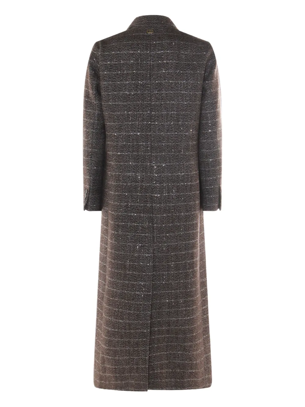 Twinset Herringbone Double-breasted Coat In Gray
