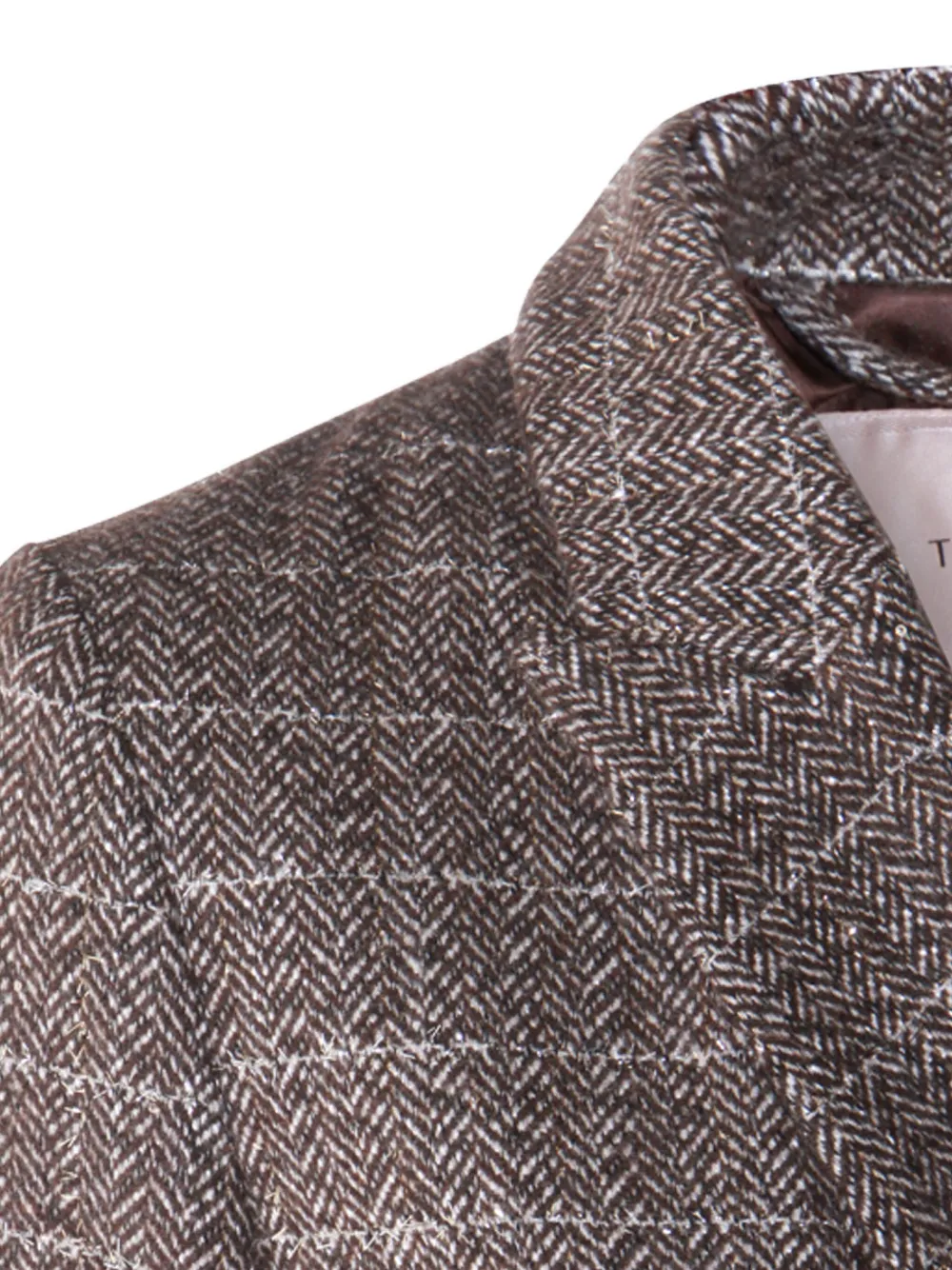 Twinset Herringbone Double-breasted Coat In Gray