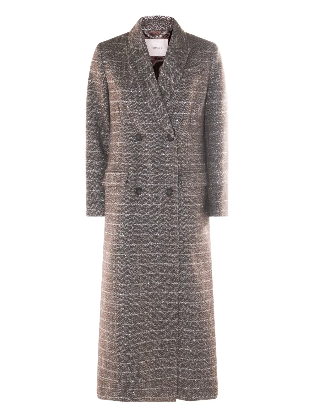 TWINSET herringbone double-breasted coat - グレー TWINSET herringbone double-breasted coat - グレー