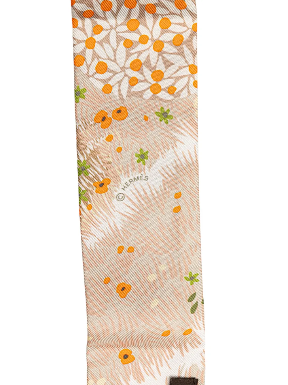 Pre-owned Hermes 2000-2025 Dans Un Jardin Anglais Silk Twilly Scarf Scarves In Brown
