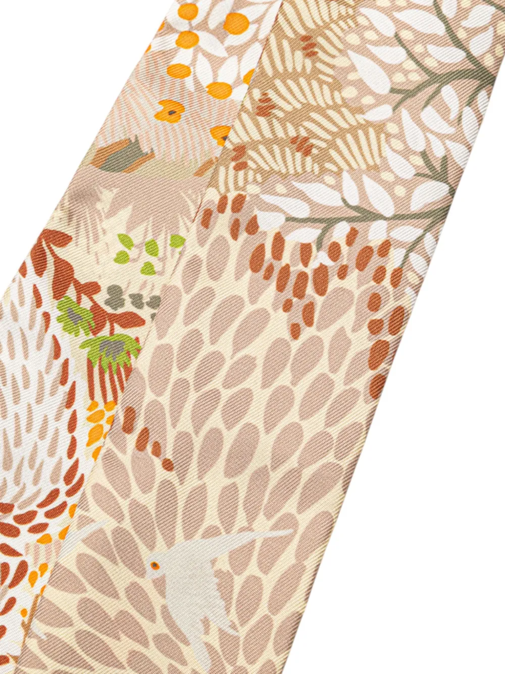 Pre-owned Hermes 2000-2025 Dans Un Jardin Anglais Silk Twilly Scarf Scarves In Brown