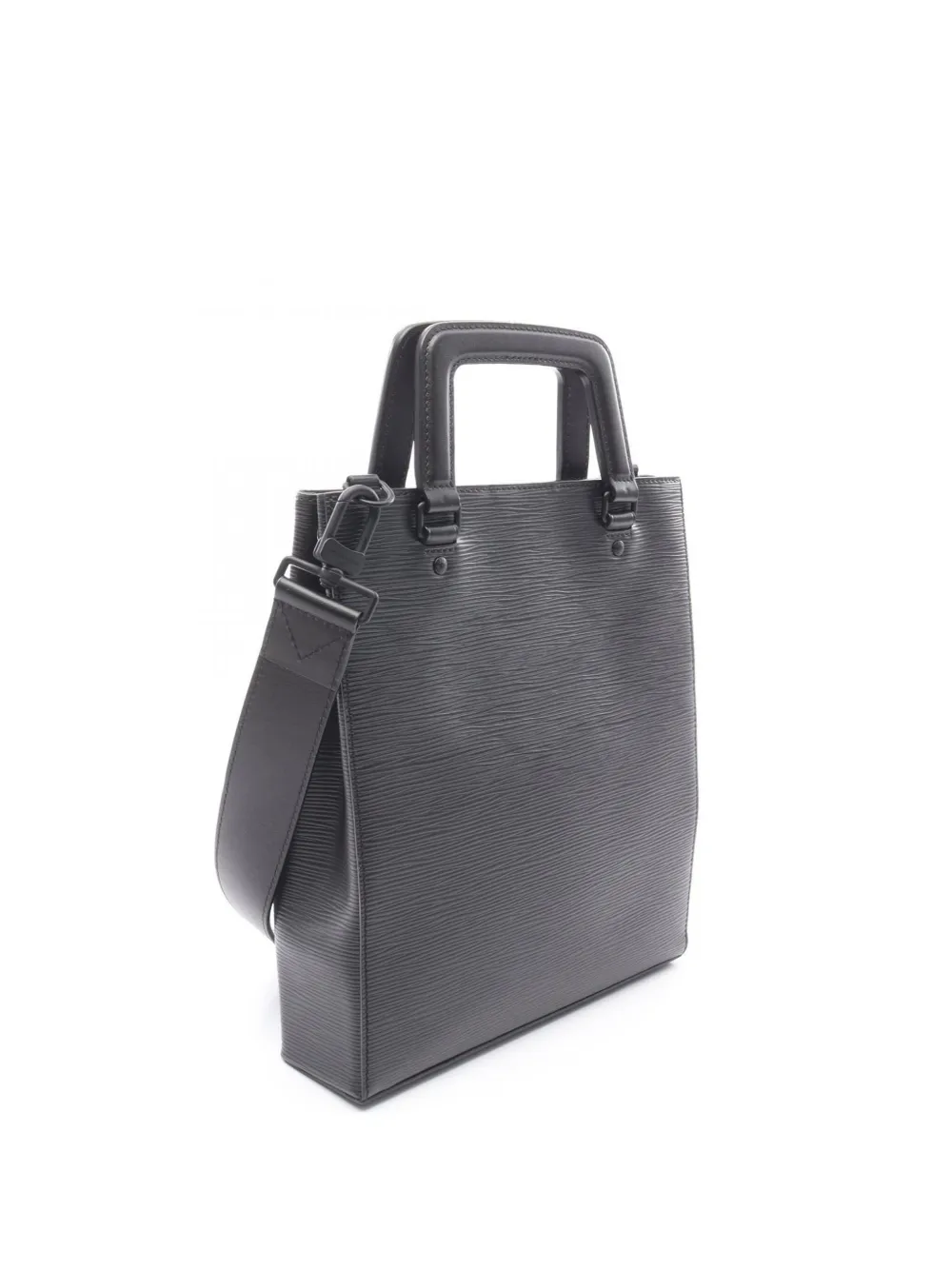 Pre-owned Louis Vuitton 2021-2025 Epi Sac Plat Fold Satchel In Black