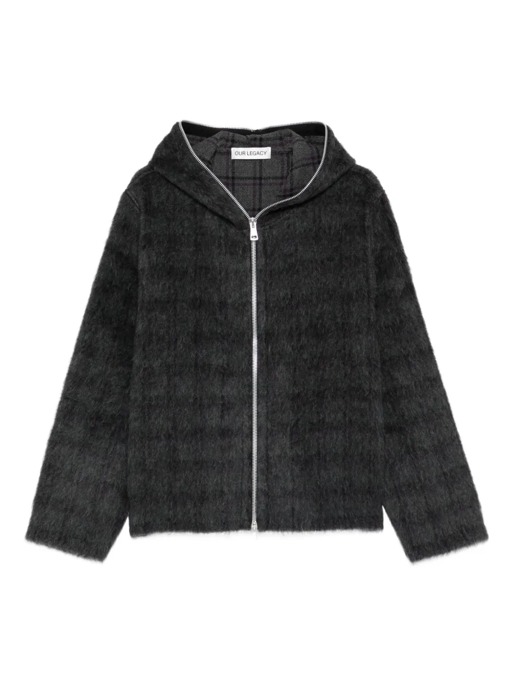 OUR LEGACY check-pattern zip-fastening hoodie | Grey | Image 1