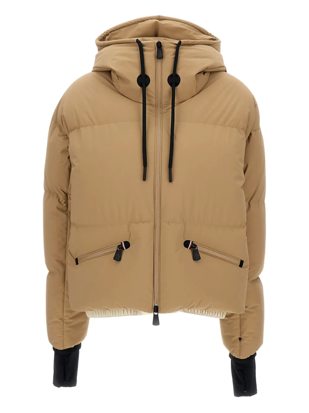Moncler Hooded Drawstring Puffer Jacket In Neutral