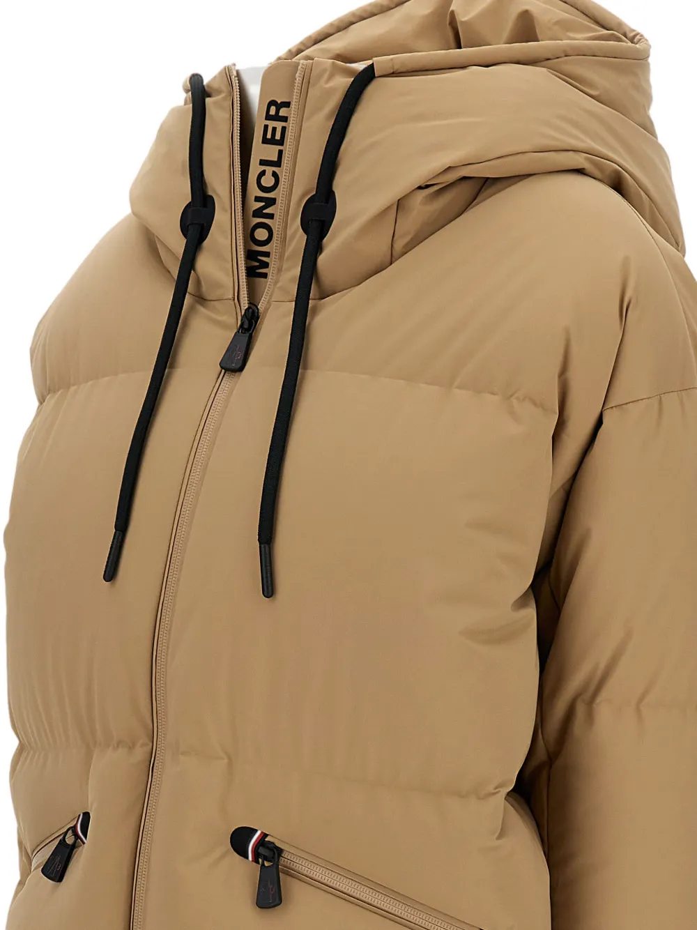 Moncler Hooded Drawstring Puffer Jacket In Neutral