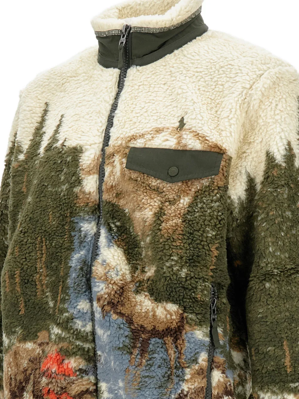 Polo Ralph Lauren Ralph Lauren Pile Fleece Graphic Jacket In Brown